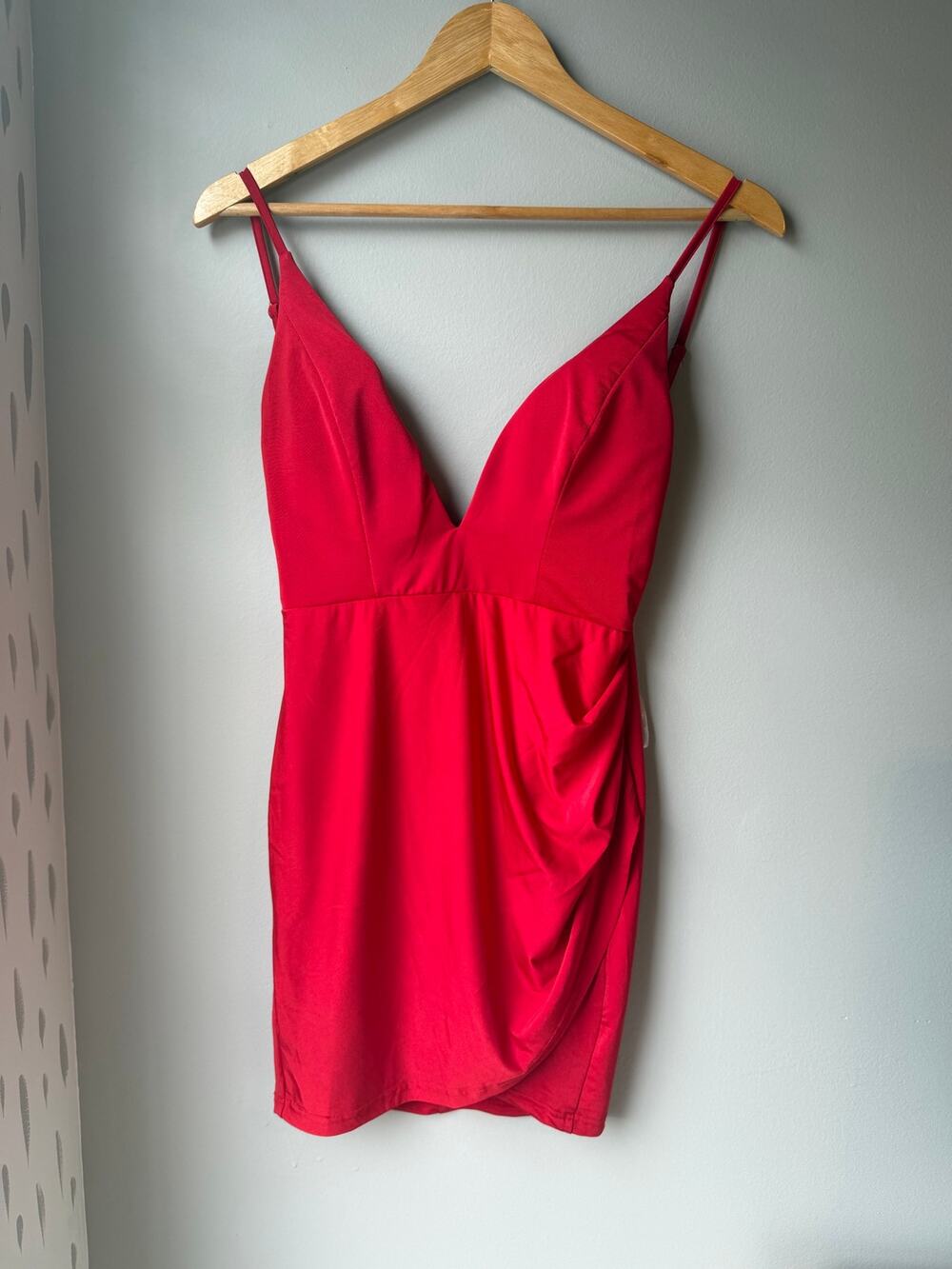 Hello Molly NWT Red Plunge V-Wire Ruched Mini Dress | Small